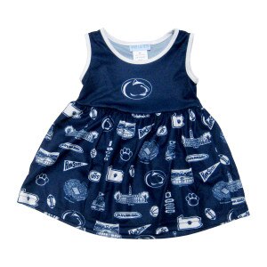 navy infant dress with assorted Penn State campus impressions